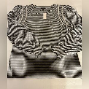 Talbots Black and White Striped Long Sleeve Top M